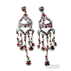 Beautiful red chandelier drop earrings